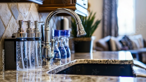 Elegant water filtration system installation for modern kitchens a close-up on clean water home improvement photo