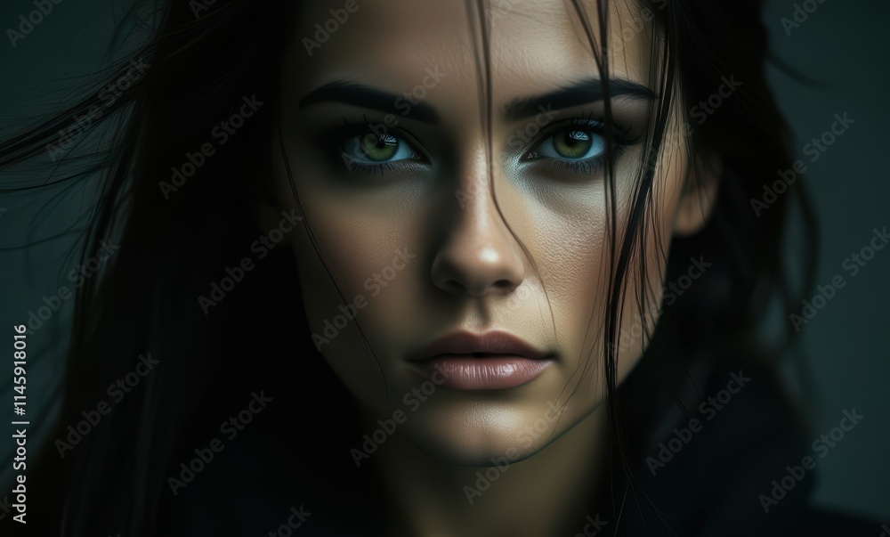 Intense gaze of a young woman Intense gaze of a young woman