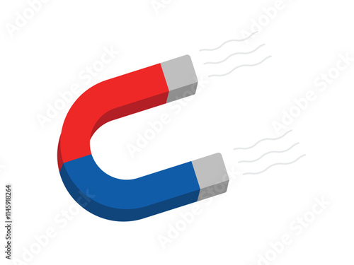 Red and blue classic horseshoe magnet. Vector illustration isolated on white background