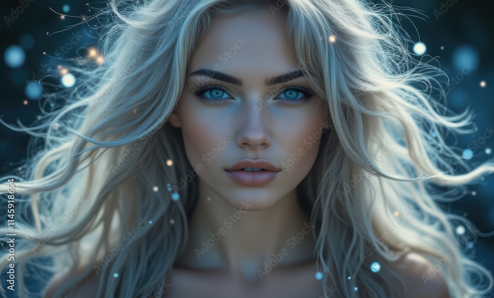 Stunning blonde woman with piercing blue eyes Stunning blonde woman with piercing blue eyes