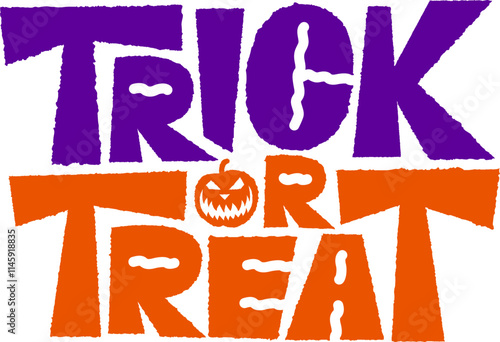 lettering trick or treat with halloween pumpkin text