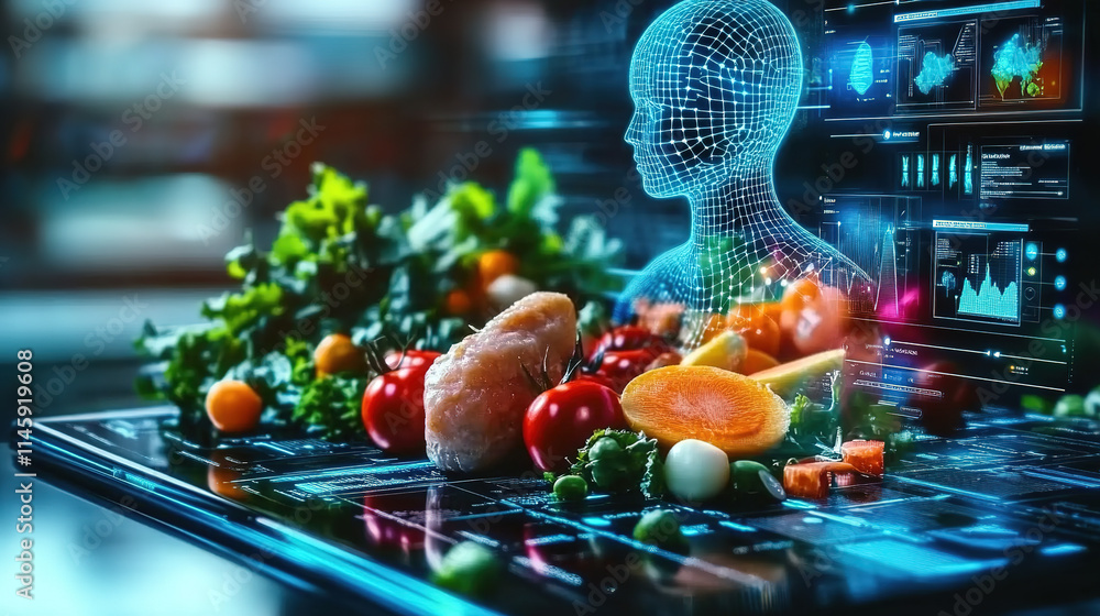 Futuristic AI-Driven Personalized Diet Plans: A digital platform that provides personalized diet recommendations based on AI analysis of health data. Futuristic AI-Driven Personalized Diet Plans: A digital platform that provides personalized diet recommendations based on AI analysis of health data.