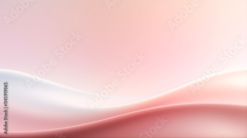 Smooth gradient background with pastel pink and white waves, creating serene and calming atmosphere. Perfect for various design projects