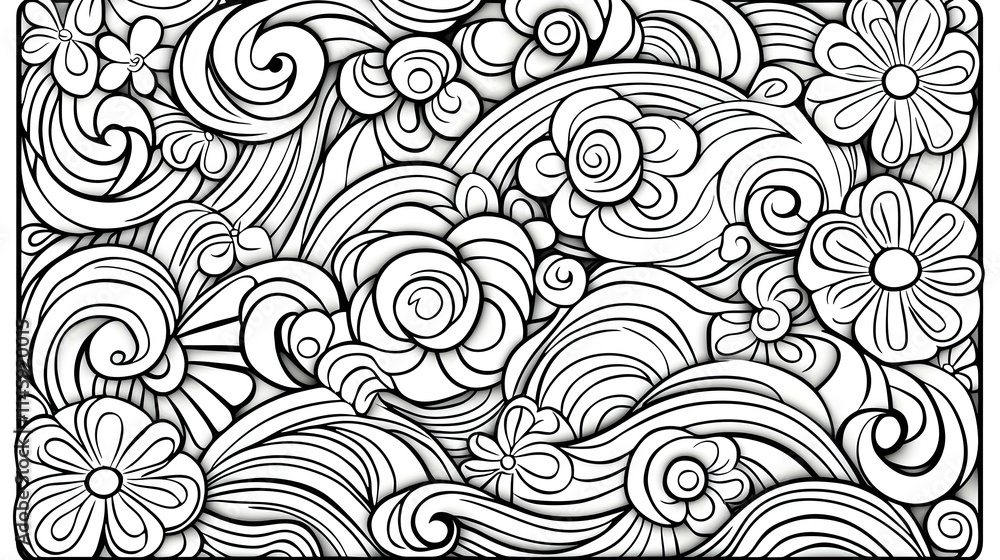 Abstract Black and White Floral Waves Pattern for Creative Use Abstract Black and White Floral Waves Pattern for Creative Use
