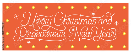 lettering merry christmas and prosperous new year with light bulbs text