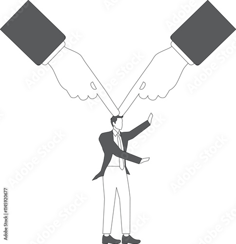 Weak businessman blamed by huge finger