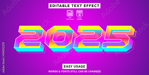 Editable text effect new year 2025 style