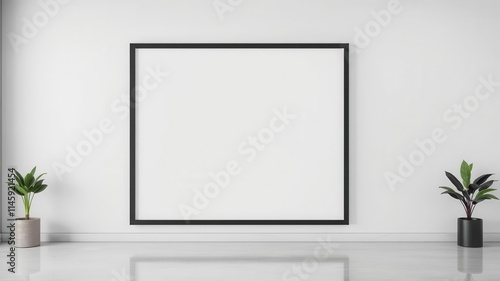 A mockup of an office wall art displaying branding elements with a sleek presentation, stylish, interior, mockup