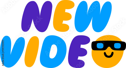 lettering sticker puffy multicolor new video text