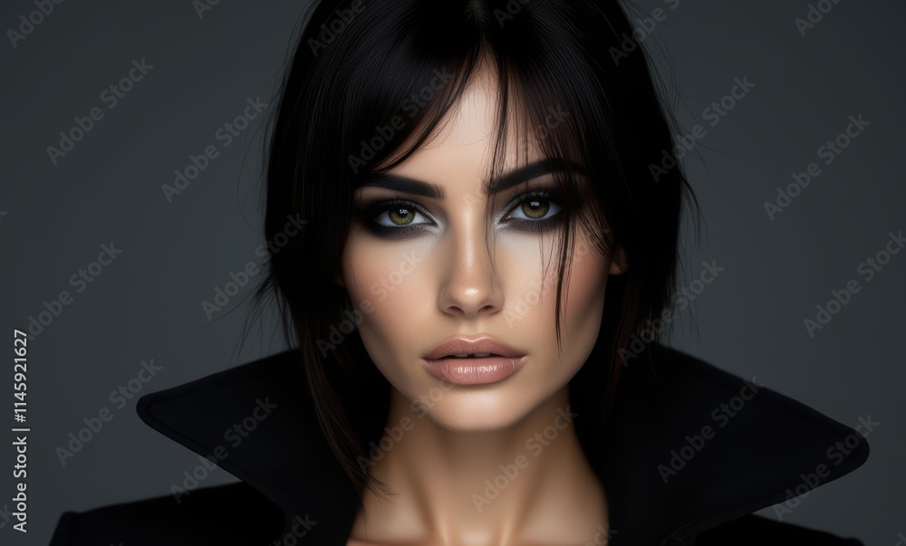 Striking female portrait with dark elegance Striking female portrait with dark elegance