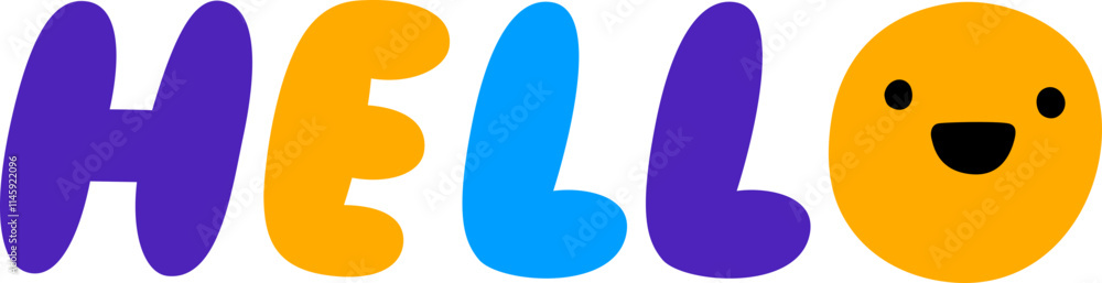 Lettering sticker puffy multicolor hello text Lettering sticker puffy multicolor hello text