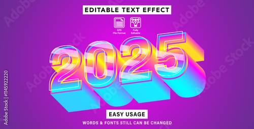 Editable text effect new year 2025 style