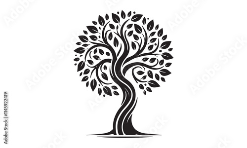 Tree silhouette isolated on white background. Vector illustration