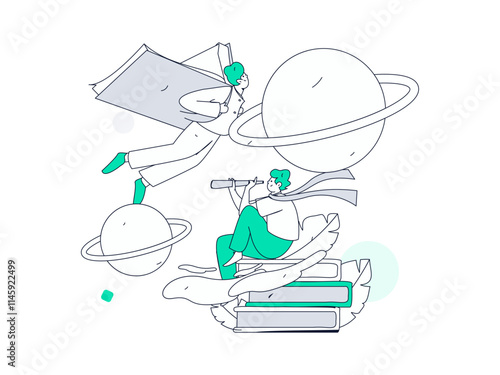  Character reading quietly vector concept operation hand drawn illustration
