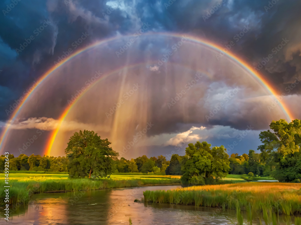 rainbow over lake rainbow over lake