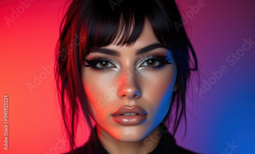 Stunning young woman with bold makeup