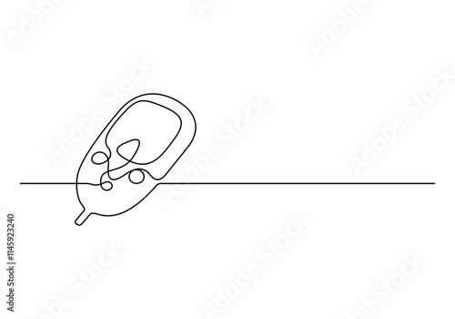 Continuous one line drawing of diabetes measuring blood sugar before meal. Medical health care concept. Vector illustration