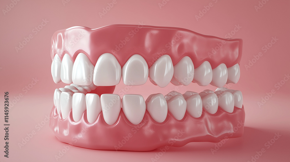 Soft and Professional Dental Model with Pastel Pink Backdrop Soft and Professional Dental Model with Pastel Pink Backdrop