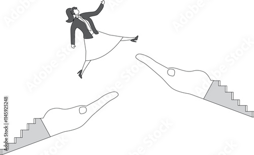 Wallpaper Mural Support and help, huge hands help businesswomen to continuously climb online Torontodigital.ca