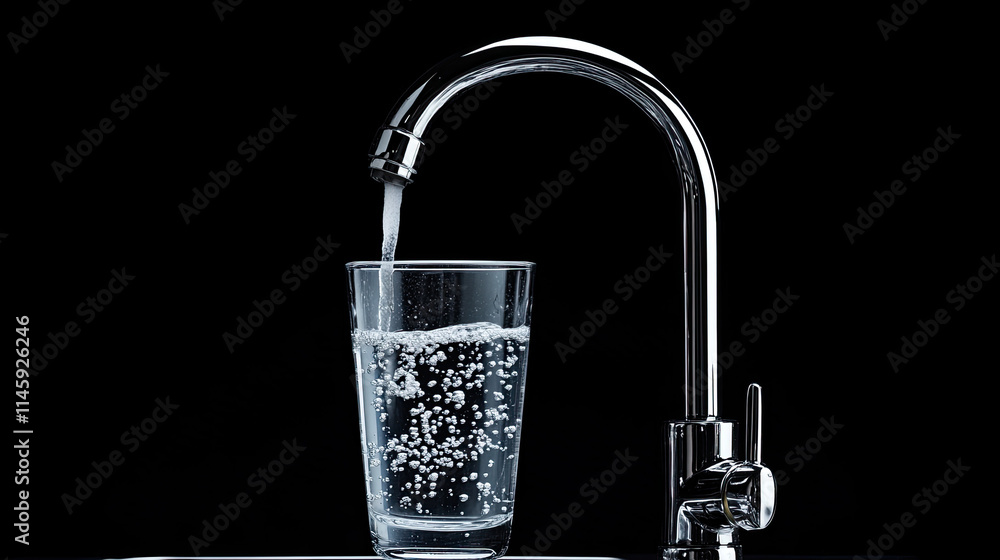 Using the kitchen faucet to fill a glass with