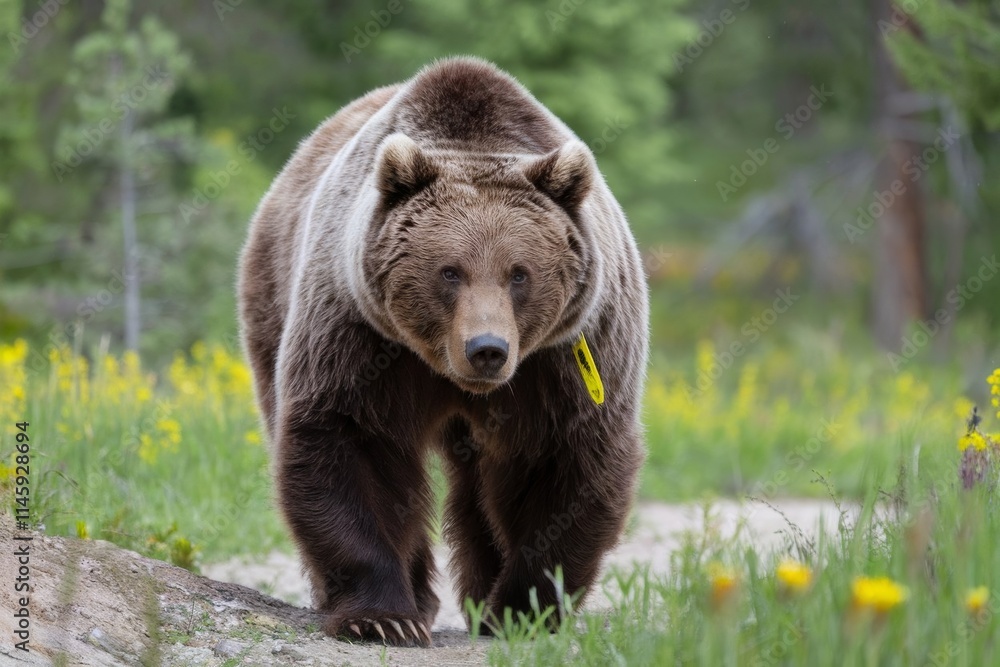 Bear against the background of a forest. Bear against the background of a forest.