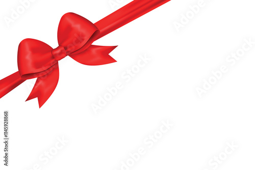 Vector realistic 3D image of a bow. Concept of a gift and surprise for holidays. Birthday, Valentine's Day, etc. Element for your design