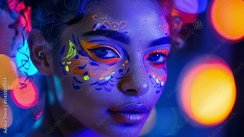 A blacklight corner with glowinthedark face paint allowing guests to explore the idea of their own atomic and subatomic makeup in a quantum foam party. A blacklight corner with glowinthedark face paint allowing guests to explore the idea of their own atomic and subatomic makeup in a quantum foam party.