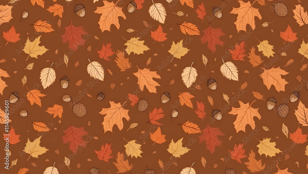 Autumn Leaves and Acorns Seamless Pattern Autumn Leaves and Acorns Seamless Pattern