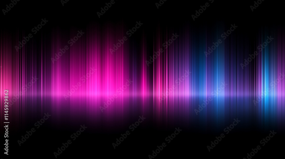 Abstract Neon Lights with Vertical Streaks and Reflection on Black Background Abstract Neon Lights with Vertical Streaks and Reflection on Black Background