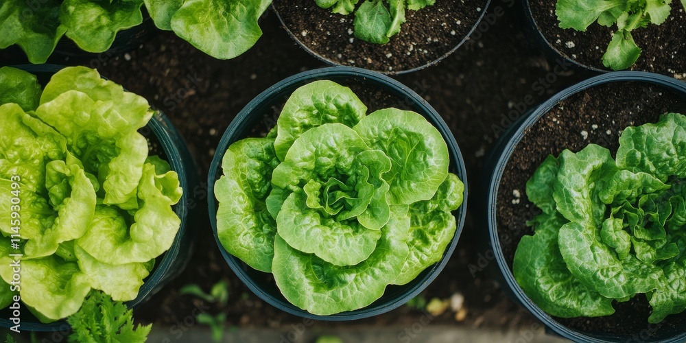 Obraz premium An image showcasing the process of growing lettuce at home. Discover how to grow lettuce and other vegetables effectively in planters for a thriving home garden.