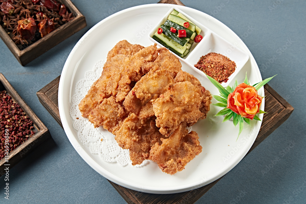 Fried pork belly with breaded pork Fried pork belly with breaded pork