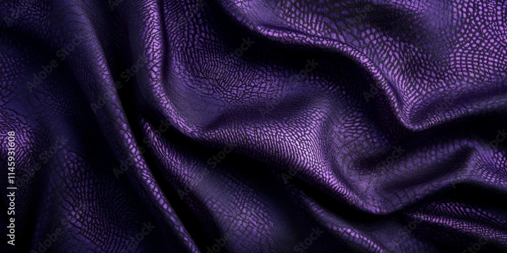 A background featuring dark purple metallic fabric with an embossed texture provides a striking visual effect. This highlights the fabrics rich color and intricate surface design. A background featuring dark purple metallic fabric with an embossed texture provides a striking visual effect. This highlights the fabrics rich color and intricate surface design.