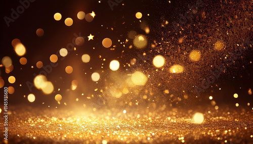 golden christmas lights background, Generated image