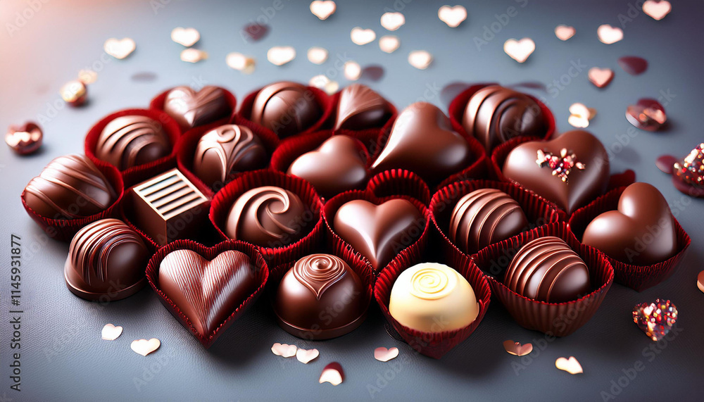 heart shaped chocolates, Generated image heart shaped chocolates, Generated image