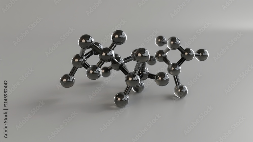 Abstract gray transparent molecular structure on a neutral gray background, showcasing scientific and futuristic design concepts. Abstract gray transparent molecular structure on a neutral gray background, showcasing scientific and futuristic design concepts.