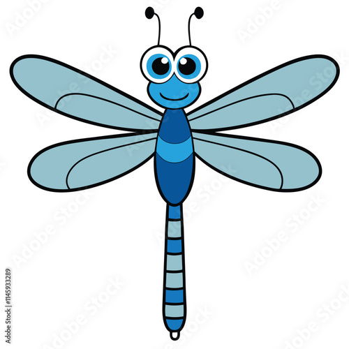 Dragonfly insect flat vector illustration on white background