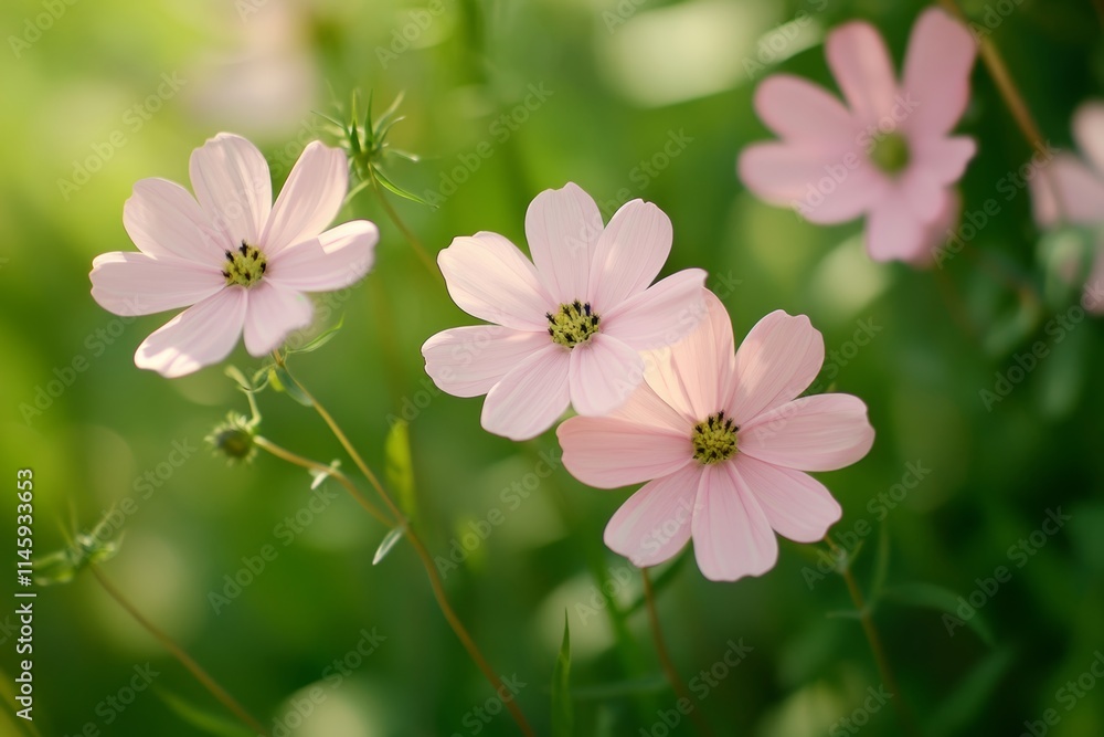 A vibrant array of pink flowers blooms amidst lush green grass, embodying love's beauty and nature's embrace on this romantic day. A vibrant array of pink flowers blooms amidst lush green grass, embodying love's beauty and nature's embrace on this romantic day.