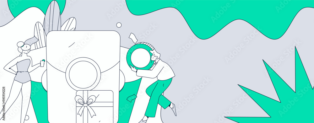 Use red envelopes to attract new customers and promote activity. Flat vector character concept illustration
Use red envelopes to attract new customers and promote activity. Flat vector character concept illustration