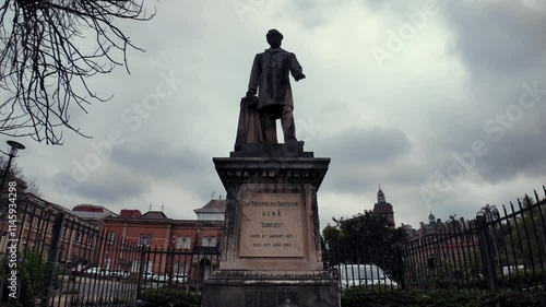 Statue of Theophilus Shepstone in Pietermaritzburg, South Africa against a cloudy sky photo