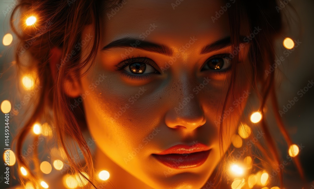 A captivating woman illuminated by lights A captivating woman illuminated by lights