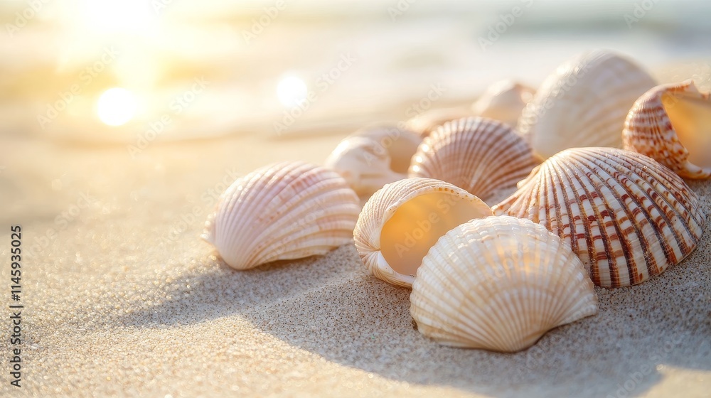 Seashells scattered on warm sand during a sunny day create a serene scene. The beauty of seashells on the sand enhances the tranquil atmosphere of a perfect sunny day. Seashells scattered on warm sand during a sunny day create a serene scene. The beauty of seashells on the sand enhances the tranquil atmosphere of a perfect sunny day.