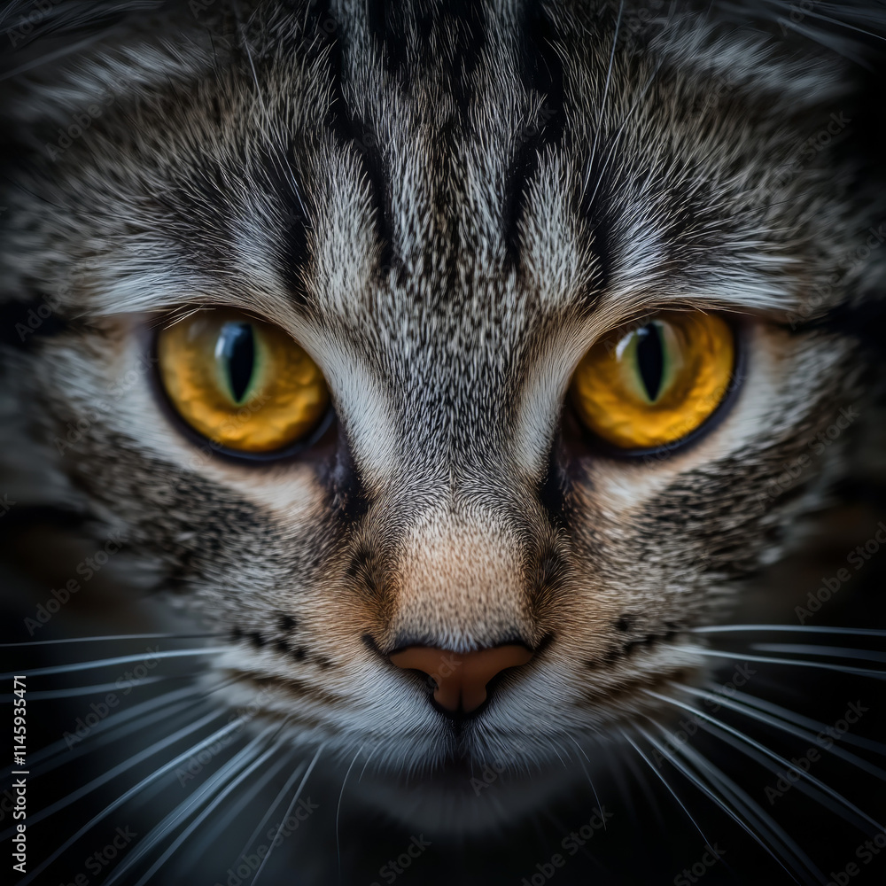 Katze schaut dich direkt an mit ihren Bernsteinfarbenen Augen Katze schaut dich direkt an mit ihren Bernsteinfarbenen Augen