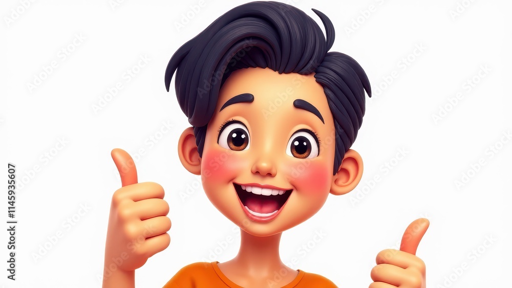 Colorful and expressive emoji illustration featuring an Asian character showing a ‘good job’ thumbs-up, with smooth lines and a vibrant digital art style. Colorful and expressive emoji illustration featuring an Asian character showing a ‘good job’ thumbs-up, with smooth lines and a vibrant digital art style.