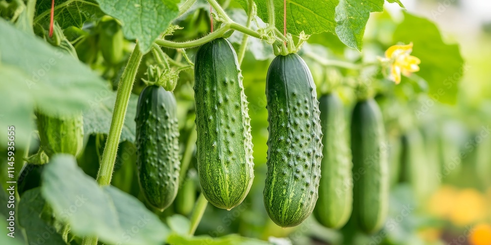 Cucumber growing on a tree in a lush garden showcases the unique sight of cucumbers thriving in a garden setting, emphasizing the beauty of cucumbers in natural surroundings. Cucumber growing on a tree in a lush garden showcases the unique sight of cucumbers thriving in a garden setting, emphasizing the beauty of cucumbers in natural surroundings.