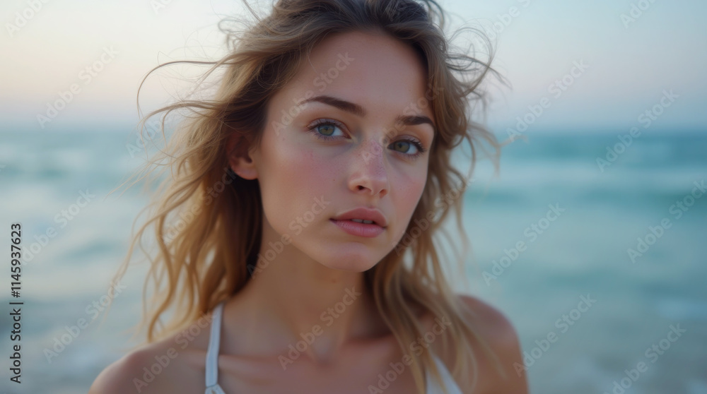 close-up portrait of a beautiful woman on the beach close-up portrait of a beautiful woman on the beach