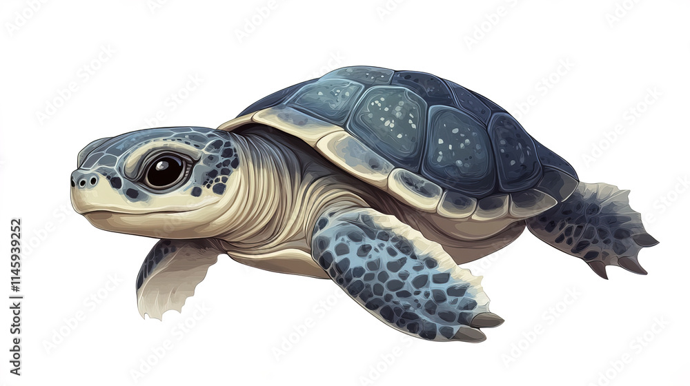 Fototapeta premium cartoon turtle swimming gracefully in clear ocean