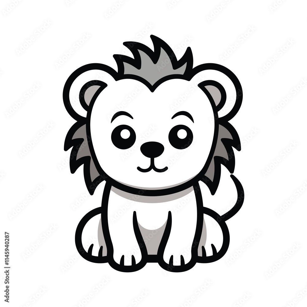 Elegant Silhouette Of A Black And White Lion Vector Illustration Elegant Silhouette Of A Black And White Lion Vector Illustration