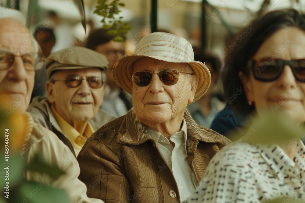 Portrait of an elderly man in a hat and sunglasses on the street Portrait of an elderly man in a hat and sunglasses on the street
