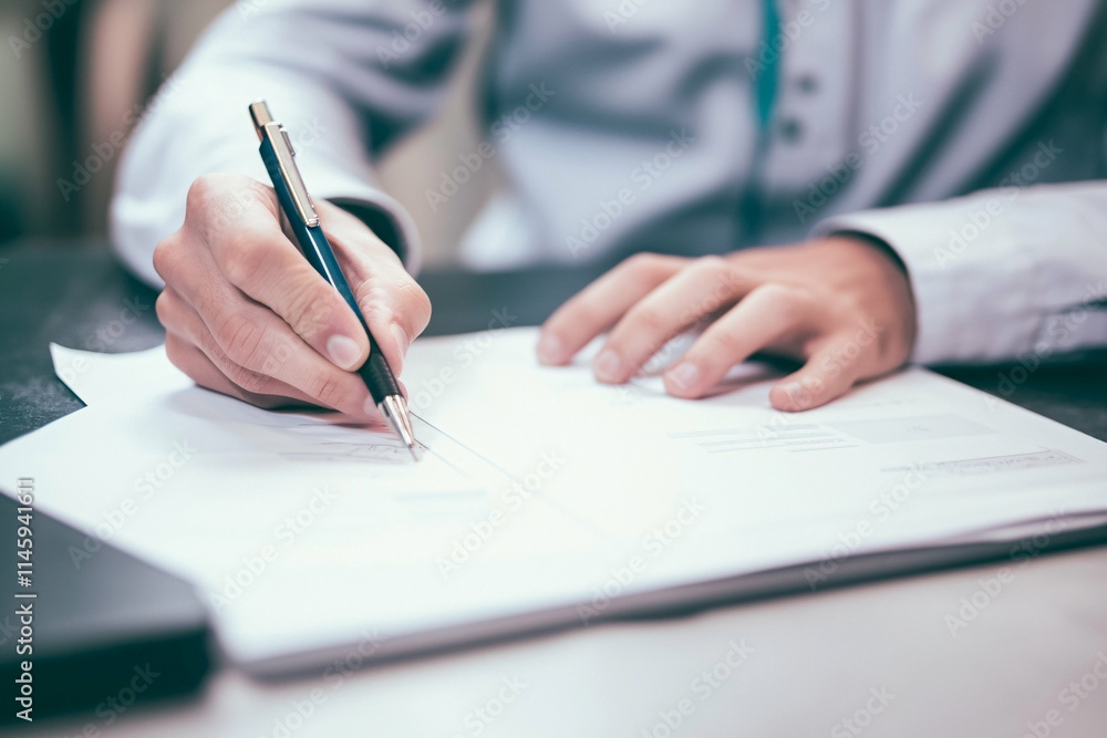This image features a doctor examining clinical guidelines in a sterile setting, highlighting the importance of medical standards for patient safety and effective treatment. This image features a doctor examining clinical guidelines in a sterile setting, highlighting the importance of medical standards for patient safety and effective treatment.