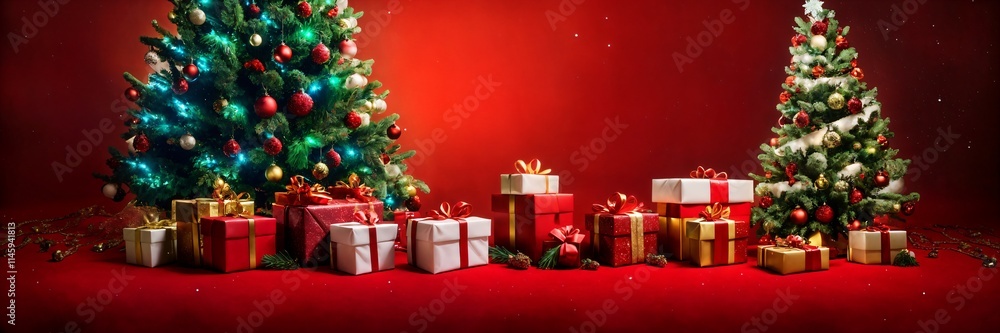 Creative Merry Christmas and Happy New Year Banner - Unique Seasonal Layout with Glittering Stars and Elegant Holiday Accents Creative Merry Christmas and Happy New Year Banner - Unique Seasonal Layout with Glittering Stars and Elegant Holiday Accents
